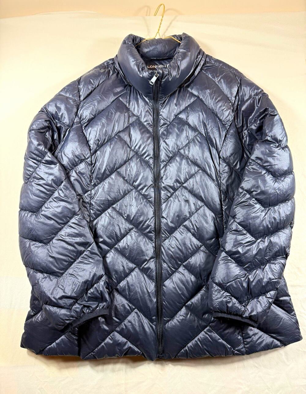 London Fog Women's XL Black Lightweight Packable Down Puffer Winter Jacket Coat